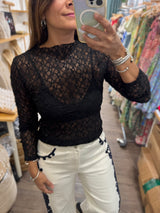 Black Lace Sheer Top