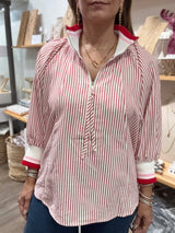 Red Stripes Half-Zip Top