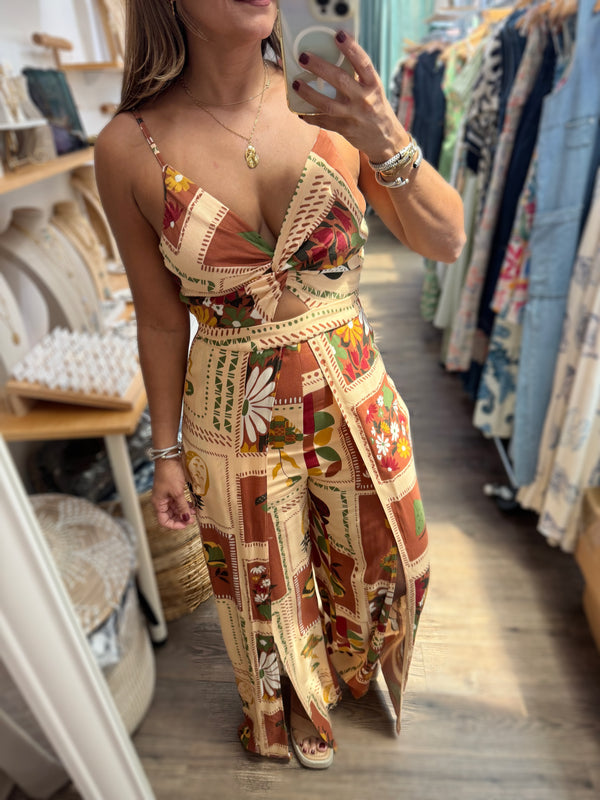Earth Tones Print Jumpsuit