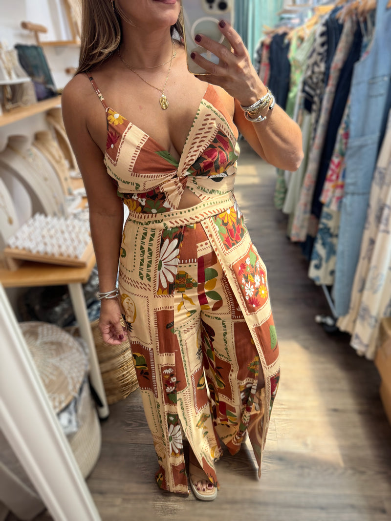 Earth Tones Print Jumpsuit