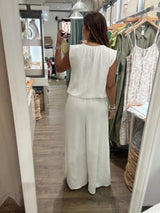 White Top & Wide Leg Pants Set