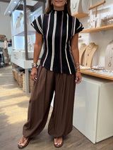 Black Stripes Asymmetrical Top