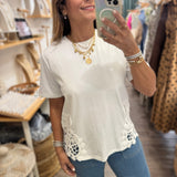 White Crochet Detail Top