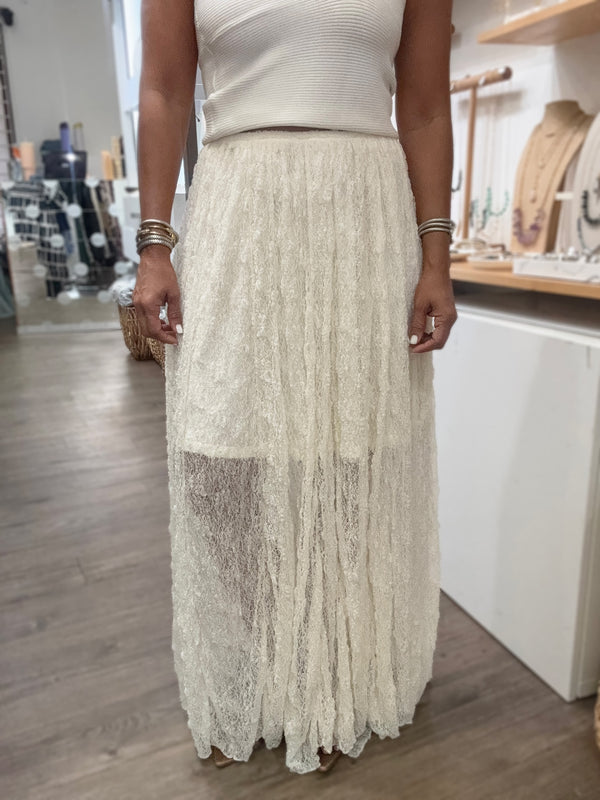 Ivory Lace Maxi Skirt