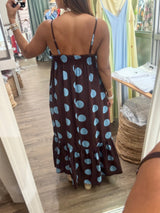 Brown & Blue Polka Dots Dress