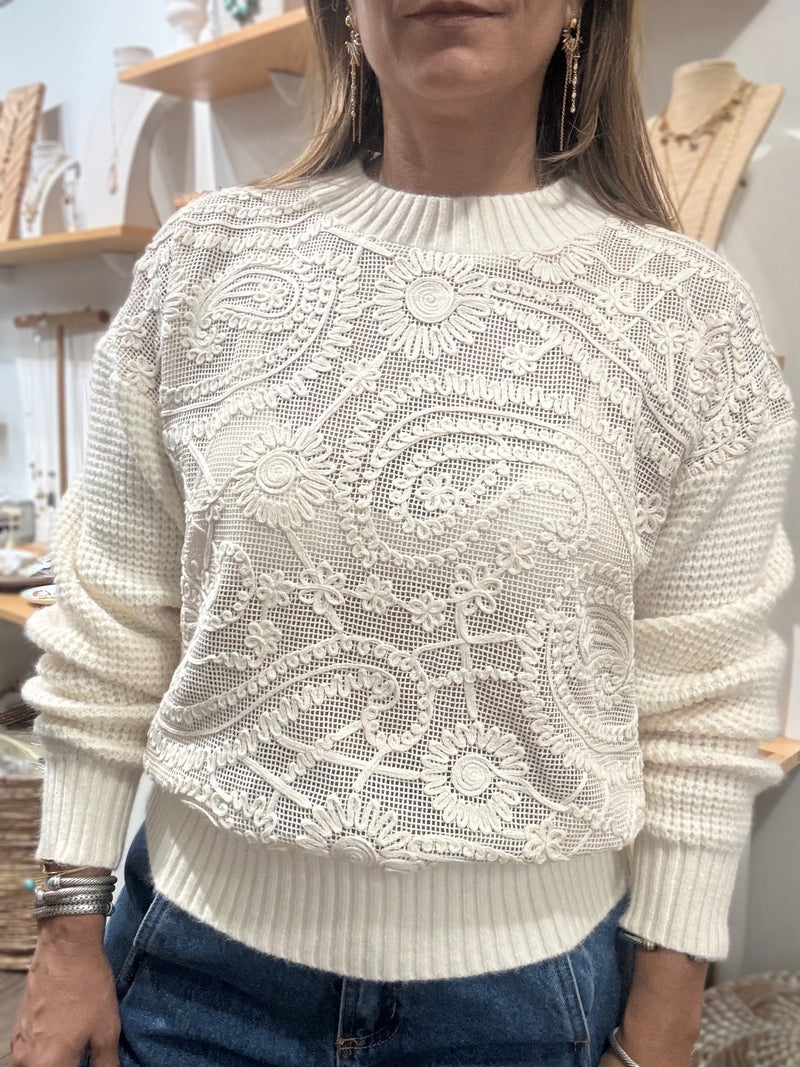 Ivory Paisley Sweater