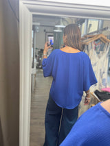 Royal Blue Front Knot Top