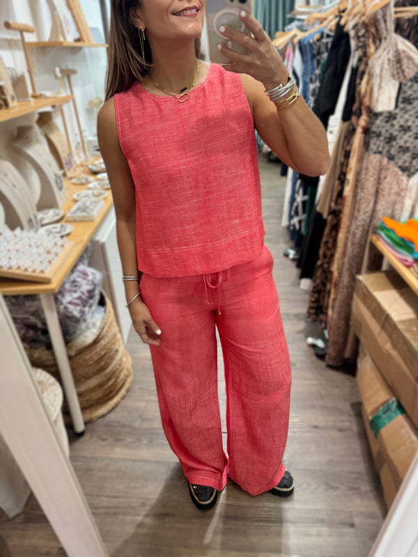 Red Top & Drawstring Pant Set