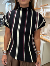 Black Stripes Asymmetrical Top