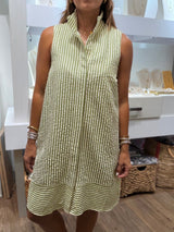 Green Stripes Button Down Dress