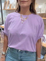 Lavender Drawstring Sleeves Top