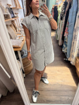 Black Stripes Shirt Dress