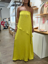 Chartreuse Strapless Maxi Dress