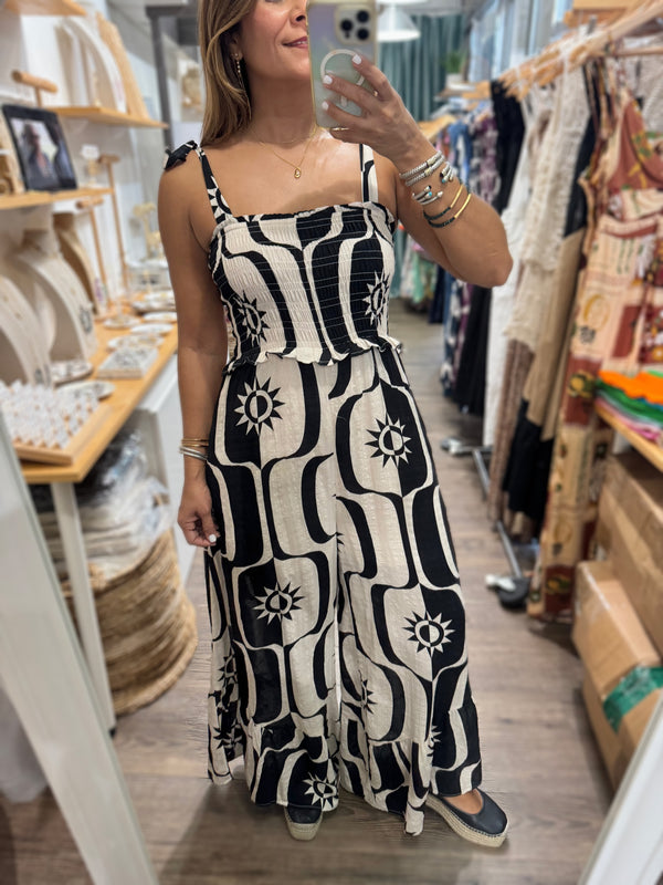 Black & Ivory Back Detail Jumpsuit