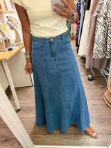Light Denim Flowy Maxi Skirt