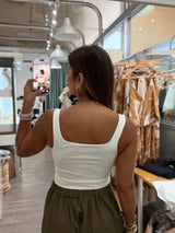 White Square Neck Bodysuit