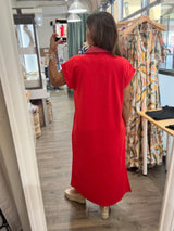 Red Neck Detail Dress