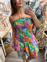 Colorful Print Halter Dress