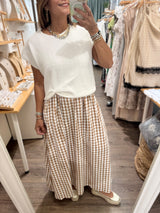 Almond Checkered Maxi Dress w/ Top