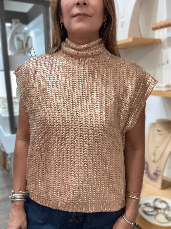 Gold Metallic Knitted Top