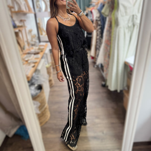 Black Lace Top & Pant Set