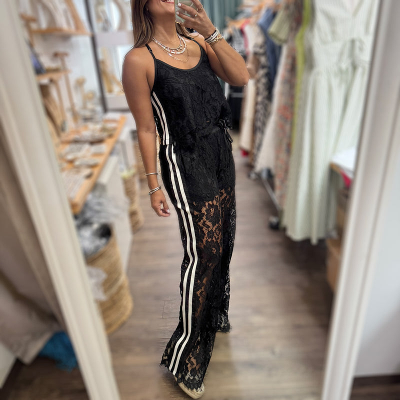 Black Lace Top & Pant Set
