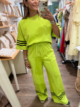 Lime & Black Stripes Top & Pant Set