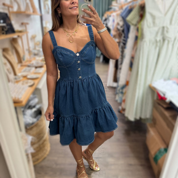 Dark Denim Corset Detail Dress