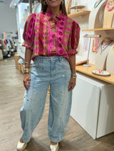 Lime & Plum Mix Print Top