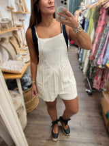 Beige Striped Romper