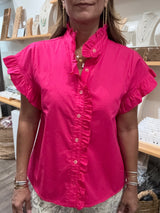 Fuchsia Ruffled Detail Top