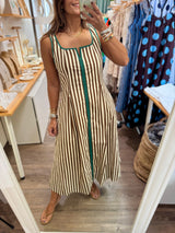 Brown/Green Stripes Dress