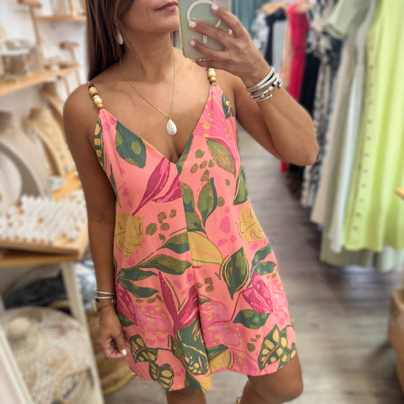 Pink Rio Print Romper