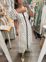 Polka Dots Puff Sleeves Dress