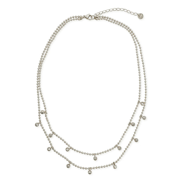 Silver Double Beaded Chain Necklace (TB)