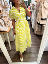 Lime Stripes Smocked Waist Dress