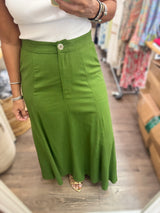 Chartreuse A-Line Maxi Skirt