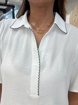 White Trim Detail Top