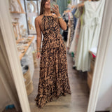 Leopard Print Halter Maxi Dress