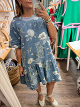Denim Floral Print Dress