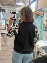 Black Contrast Sleeves Top