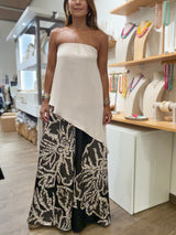 Ivory/Black Strapless Asymmetrical Top & Pant Set