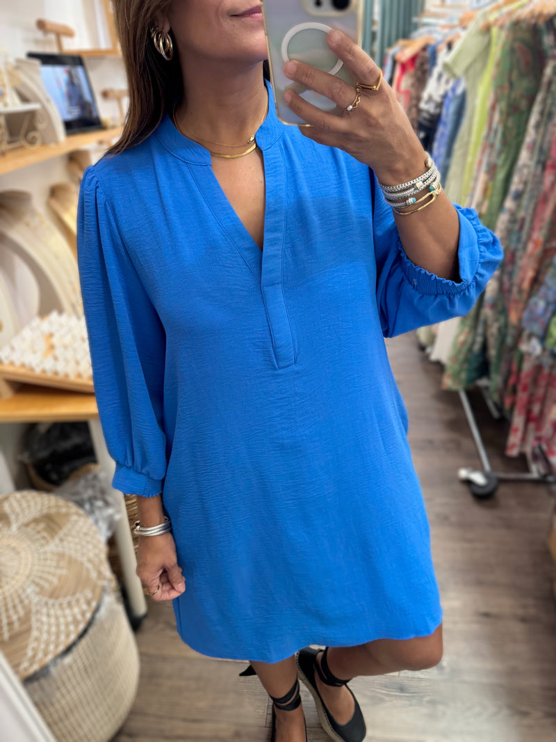 Royal Blue 3/4 Sleeves Dress