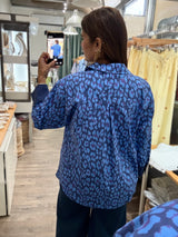 Blue Mix Leopard Print Top