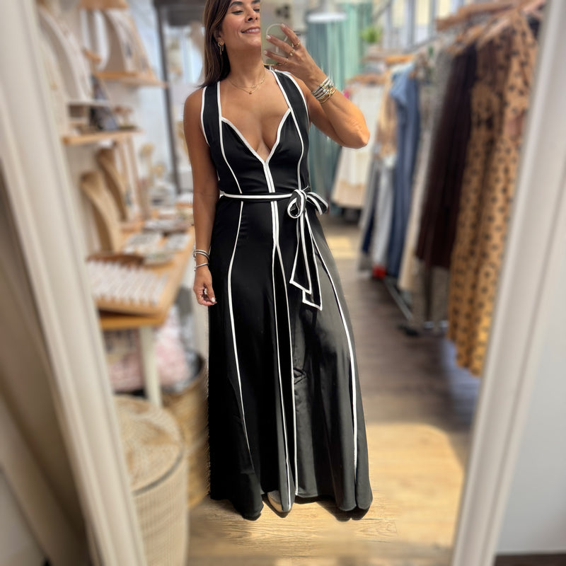 Black Trim Detail Jumpsuit