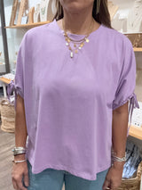 Lavender Drawstring Sleeves Top