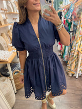 Navy Smocked Waist Dress