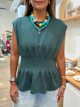 Hunter Green Cinched Waist Top