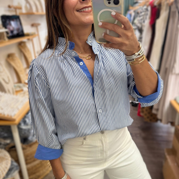 Blue & White Striped Top