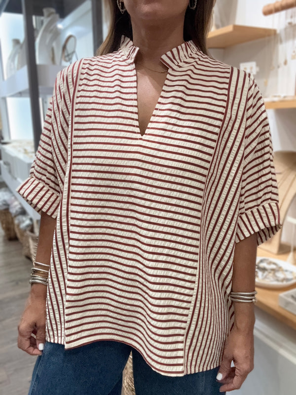 Brick Stripes Oversized Top